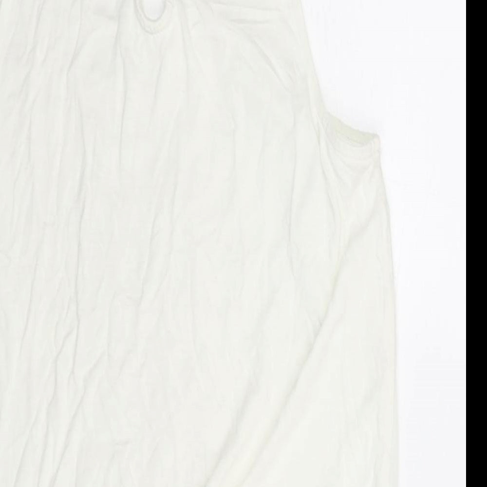 NEXT Womens Ivory Polyester Camisole Blouse Size 6 Scoop Neck - Applique Flowers Sequin