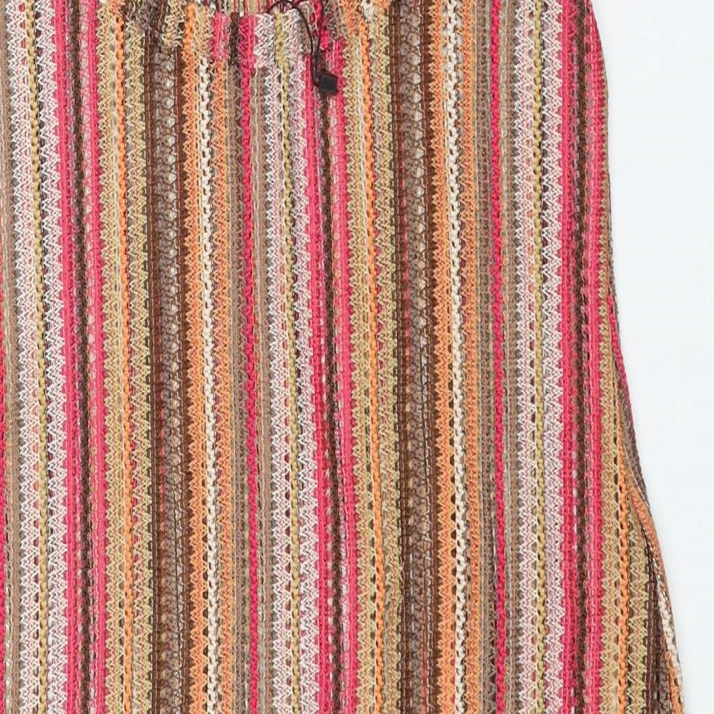 I SAW IT FIRST Womens Multicoloured Striped Polyester Mini Size 8 Scoop Neck Pullover - Semi Sheer