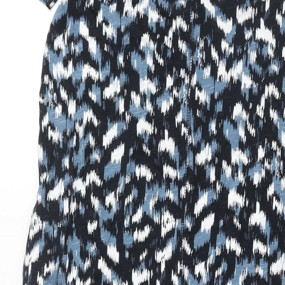 Marks & Spencer Womens Black Geometric Cotton Shift Size 8 Round Neck Pullover
