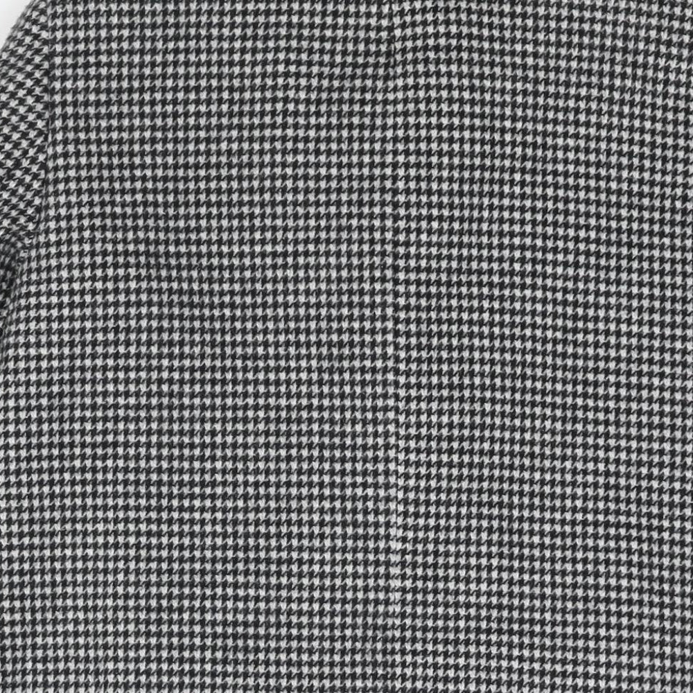 Zara Womens Black Check Overcoat Coat Size M Button - Houndstooth Double Breasted