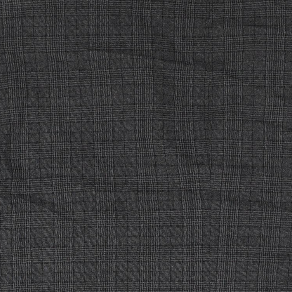 Marks & Spencer Mens Grey Check Polyester Jacket Suit Jacket Size 46 Regular - Unlined