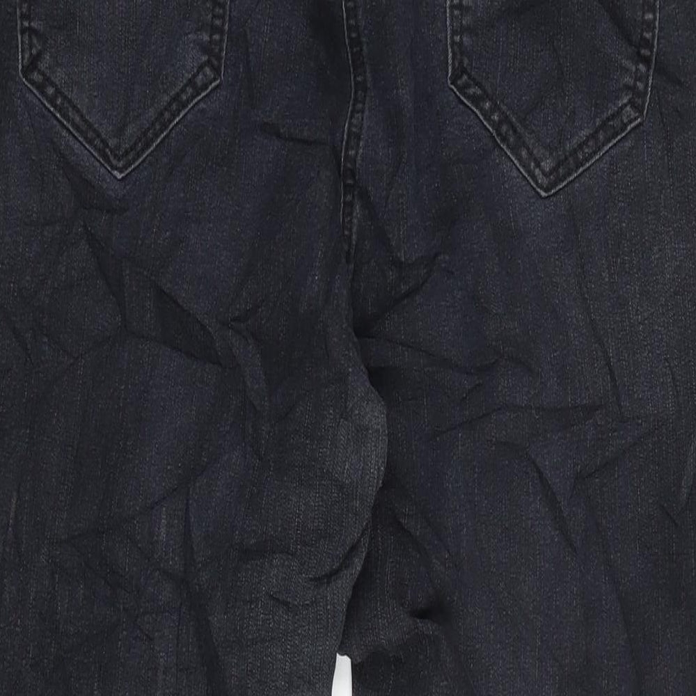Marks & Spencer Womens Black Cotton Blend Bootcut Jeans Size 34 in L27 in Regular Zip