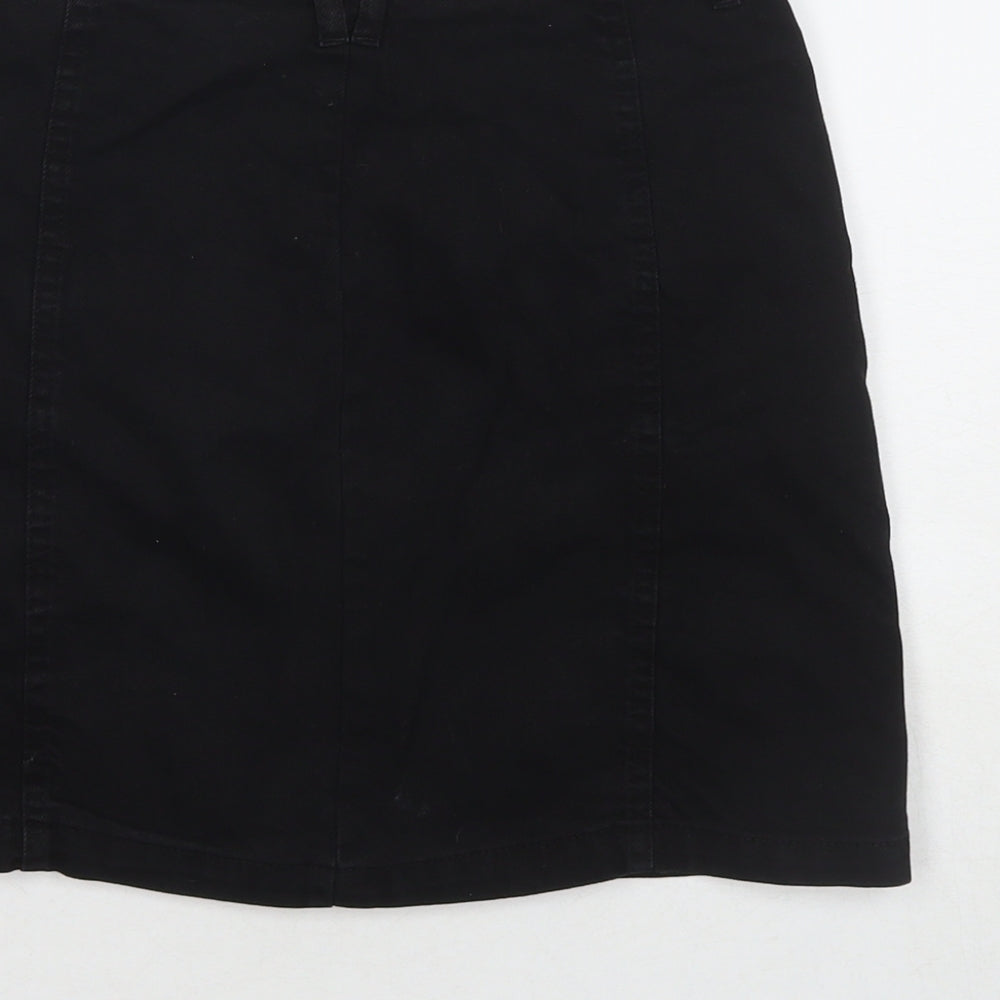 Stradivarius Womens Black Cotton A-Line Skirt Size 6 Zip