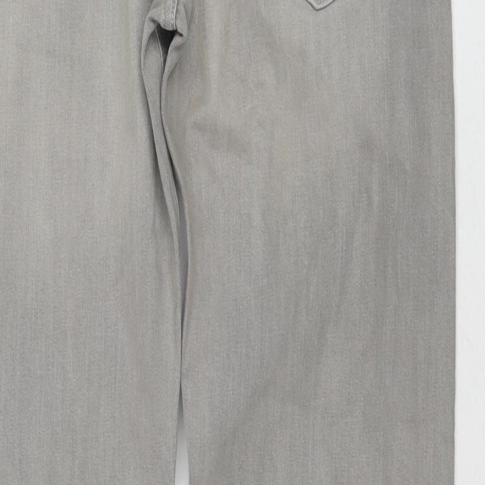 Marks & Spencer Mens Grey Cotton Straight Jeans Size 30 in L31 in Regular Zip