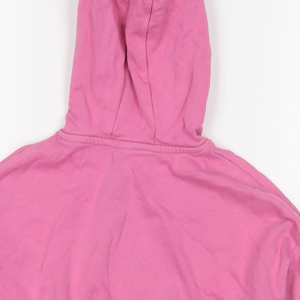 Marks & Spencer Girls Pink Cotton Pullover Hoodie Size 8-9 Years Pullover