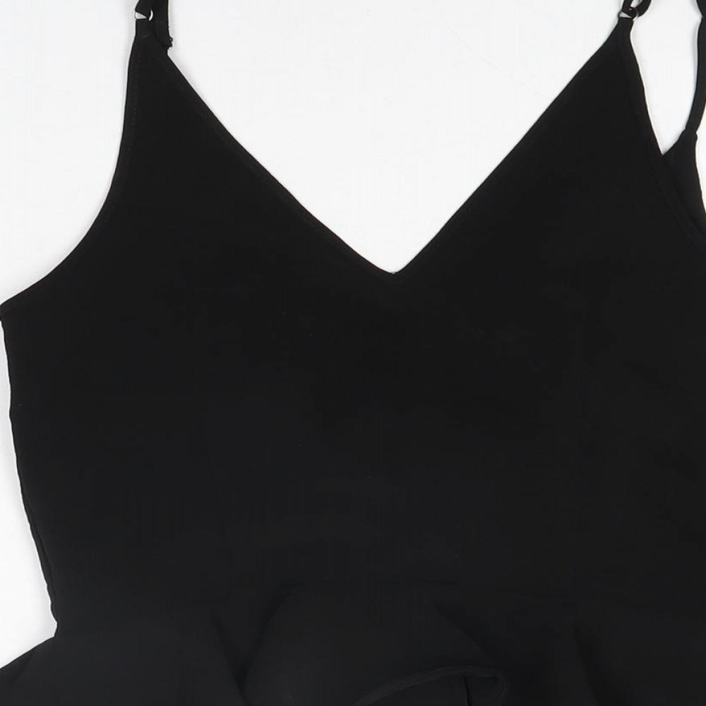 River Island Womens Black Polyester Basic T-Shirt Size 8 V-Neck