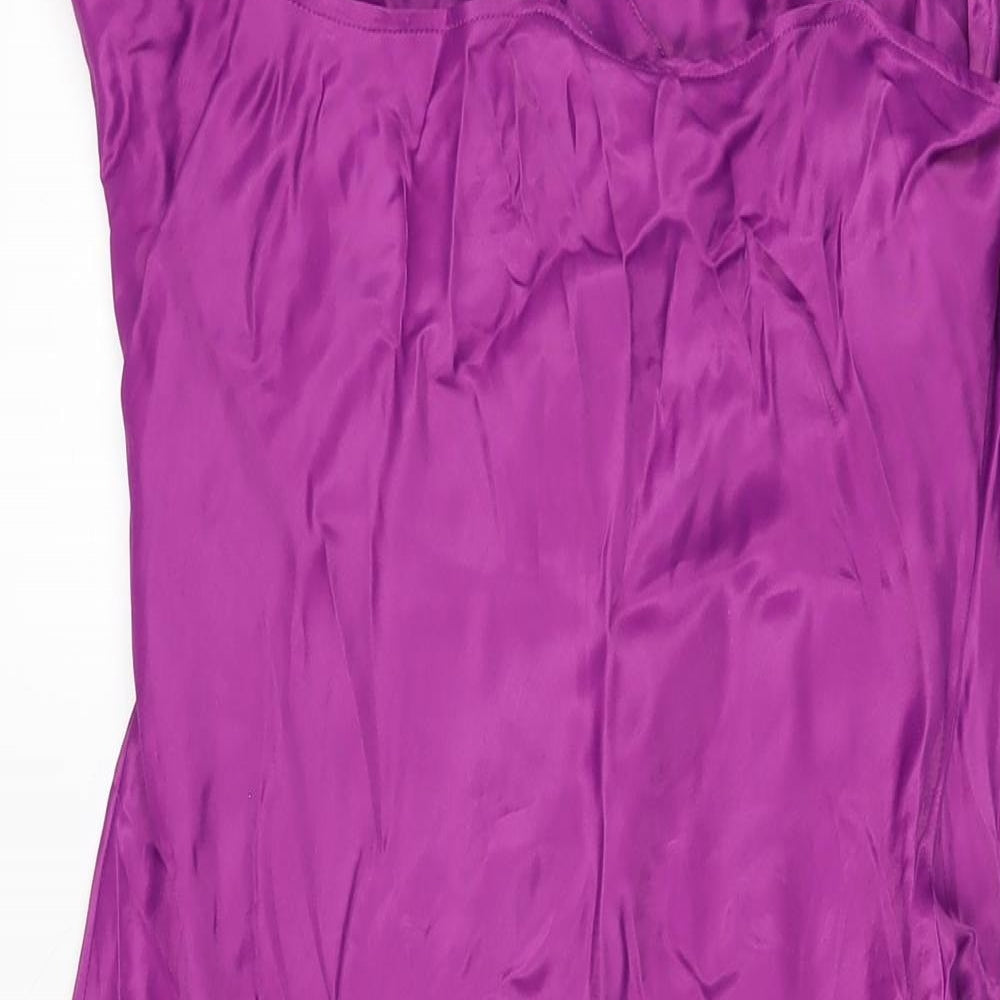 Zara Womens Purple Polyester Slip Dress Size XL V-Neck Pullover