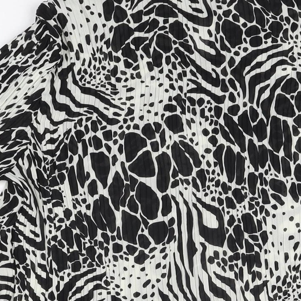Marks & Spencer Womens Black Geometric Polyester Basic Button-Up Size 14 Collared