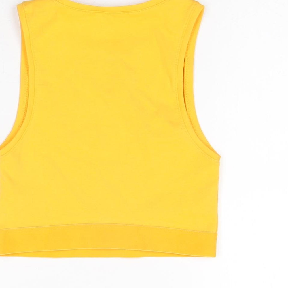 Zara Womens Orange Cotton Cropped T-Shirt Size S Round Neck