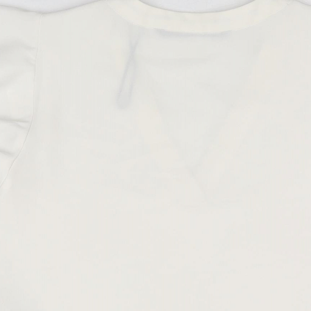 Zara Womens White Polyester Basic T-Shirt Size S V-Neck