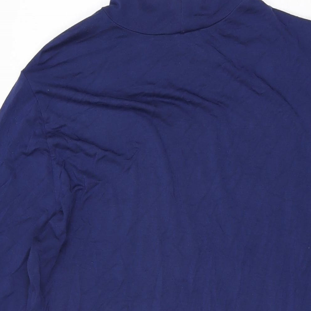 H by Halston Womens Blue Modal Basic T-Shirt Size M High Neck