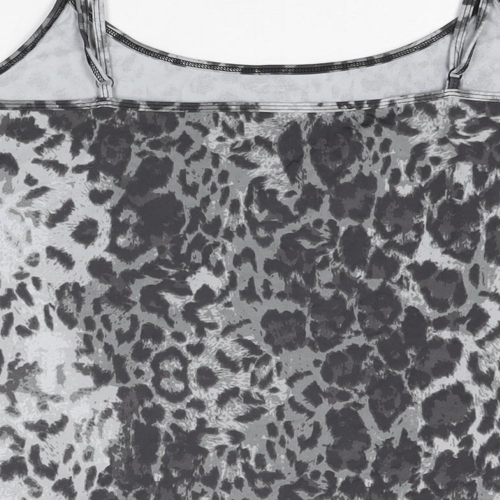 Next Womens Grey Animal Print Nylon Camisole T-Shirt Size 22 Scoop Neck