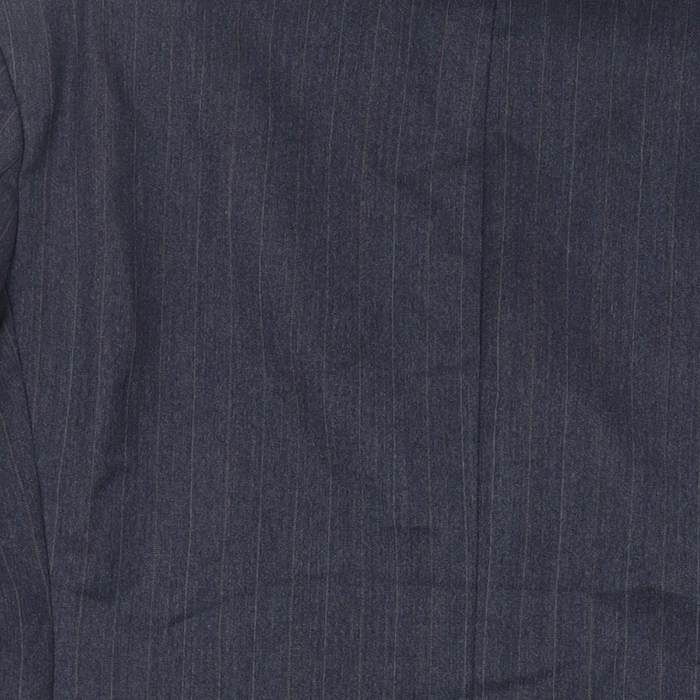 Label Mens Blue Striped Polyester Jacket Suit Jacket Size 40 Regular