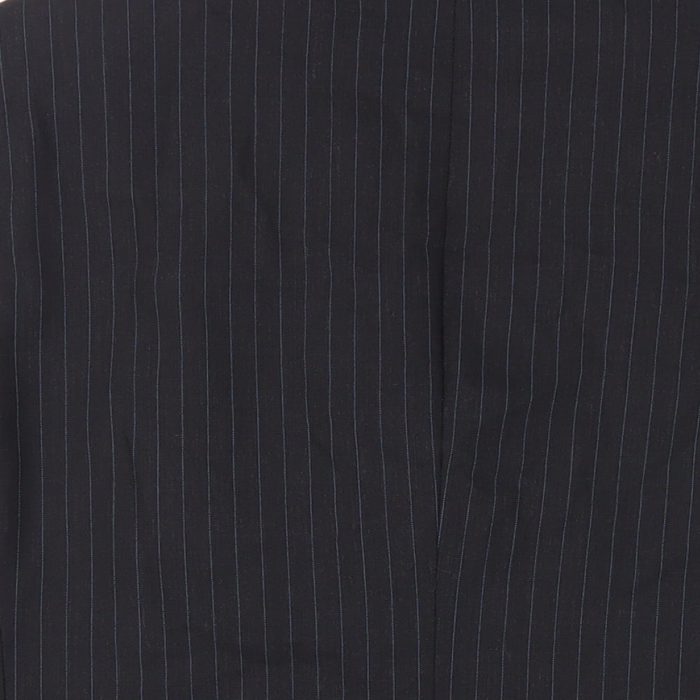 Burton Mens Black Striped Wool Jacket Suit Jacket Size 44 Regular