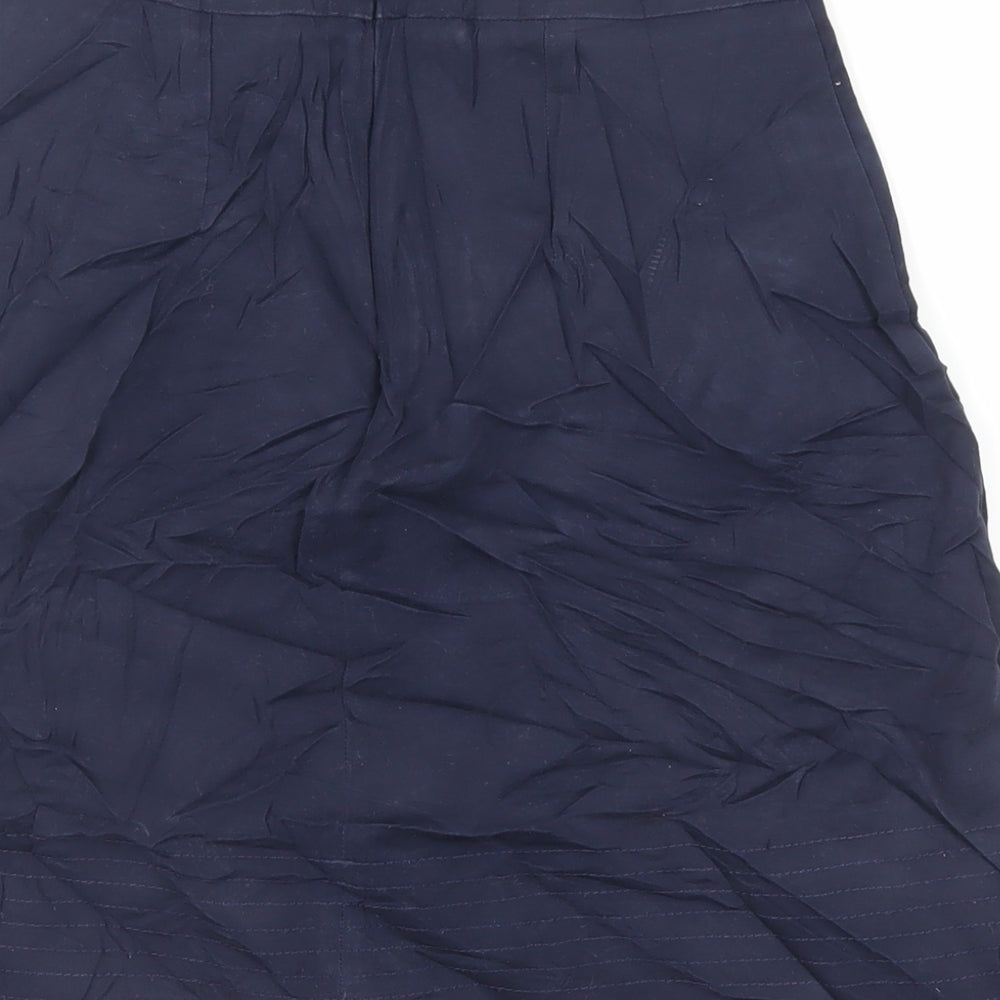 Warehouse Womens Blue Cotton A-Line Skirt Size 8 Zip