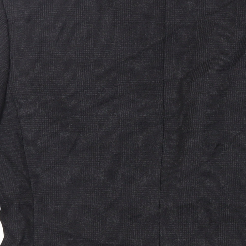 Zara Man Mens Black Plaid Wool Jacket Blazer Size 36 Regular