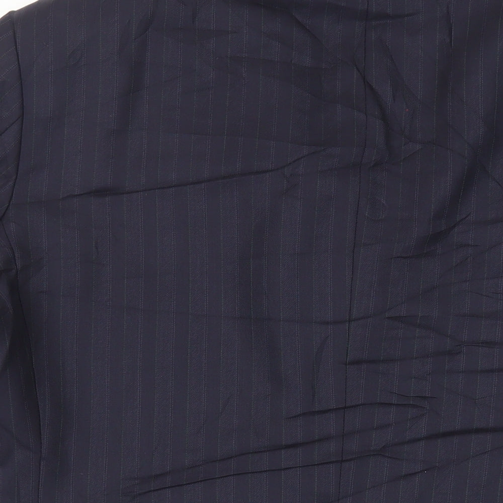 Marks & Spencer Mens Blue Striped Wool Jacket Blazer Size 42 Regular
