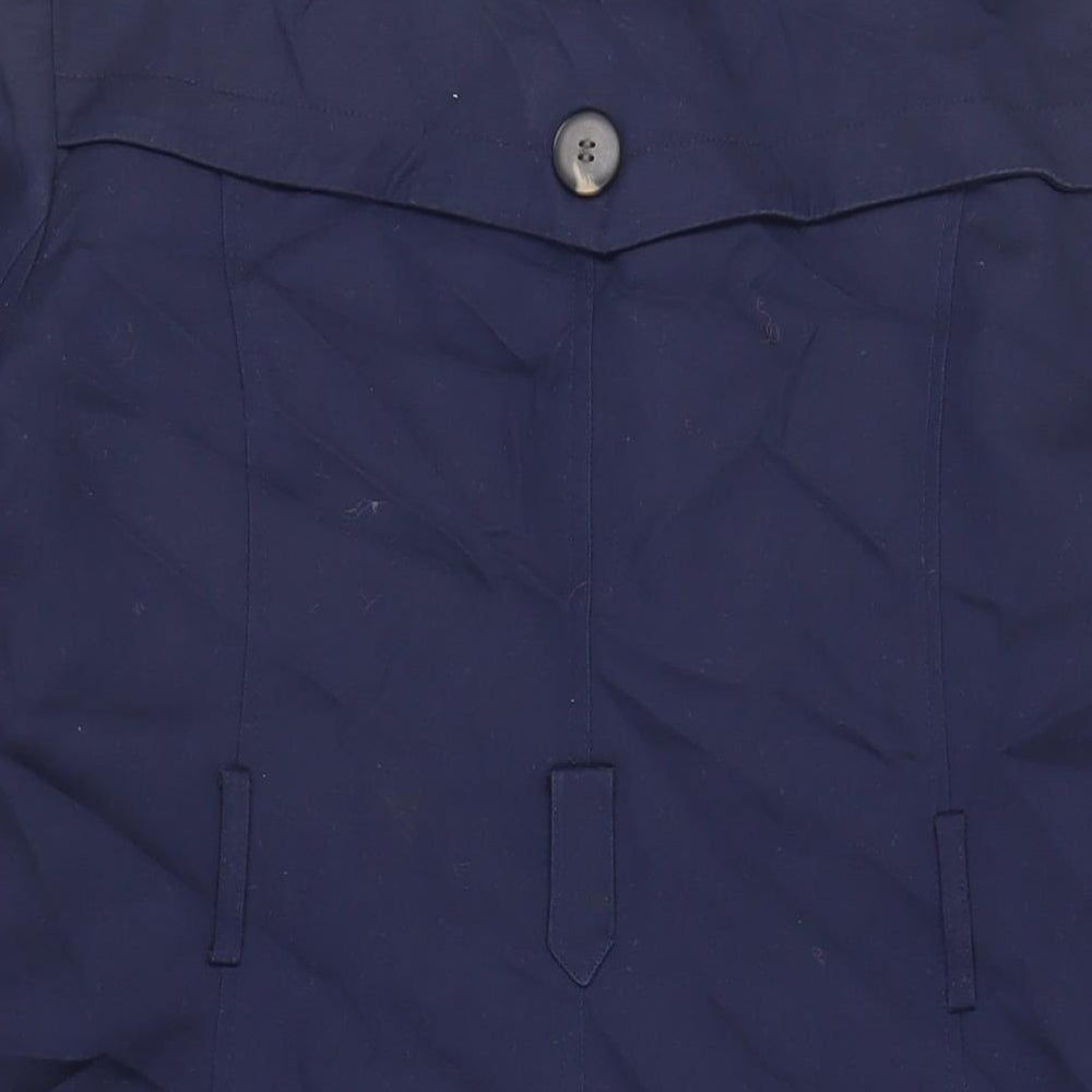 Red Herring Womens Blue Trench Coat Coat Size 16 Button
