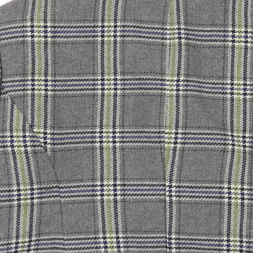 Maine New England Womens Grey Plaid Polyester Jacket Blazer Size 18