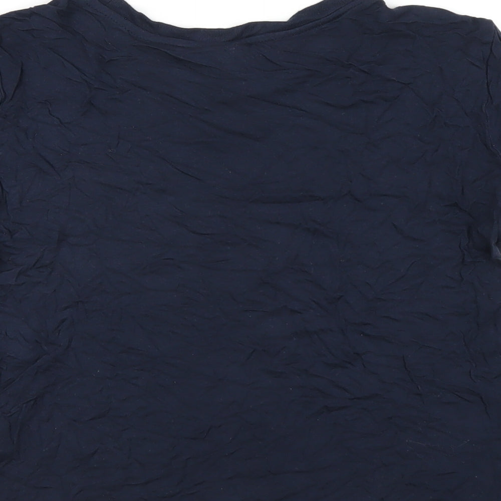 H&M Womens Blue Viscose Basic T-Shirt Size S Round Neck
