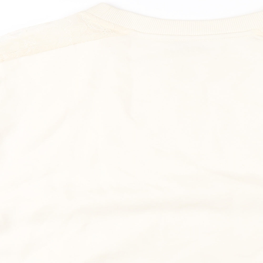 Marks & Spencer Womens Ivory Cotton Pullover Sweatshirt Size 16 Pullover - Lace Detail