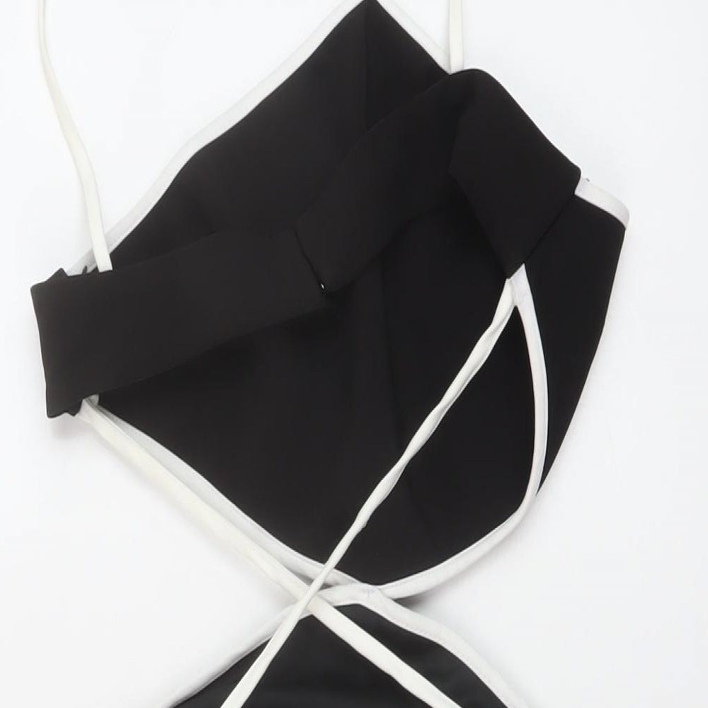 Zara Womens Black Polyester Mini Size M V-Neck Button