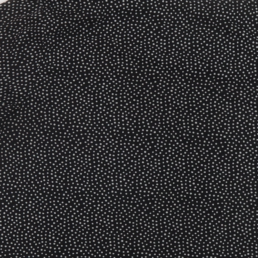 Marks & Spencer Womens Black Geometric Polyester Basic T-Shirt Size 16 Round Neck