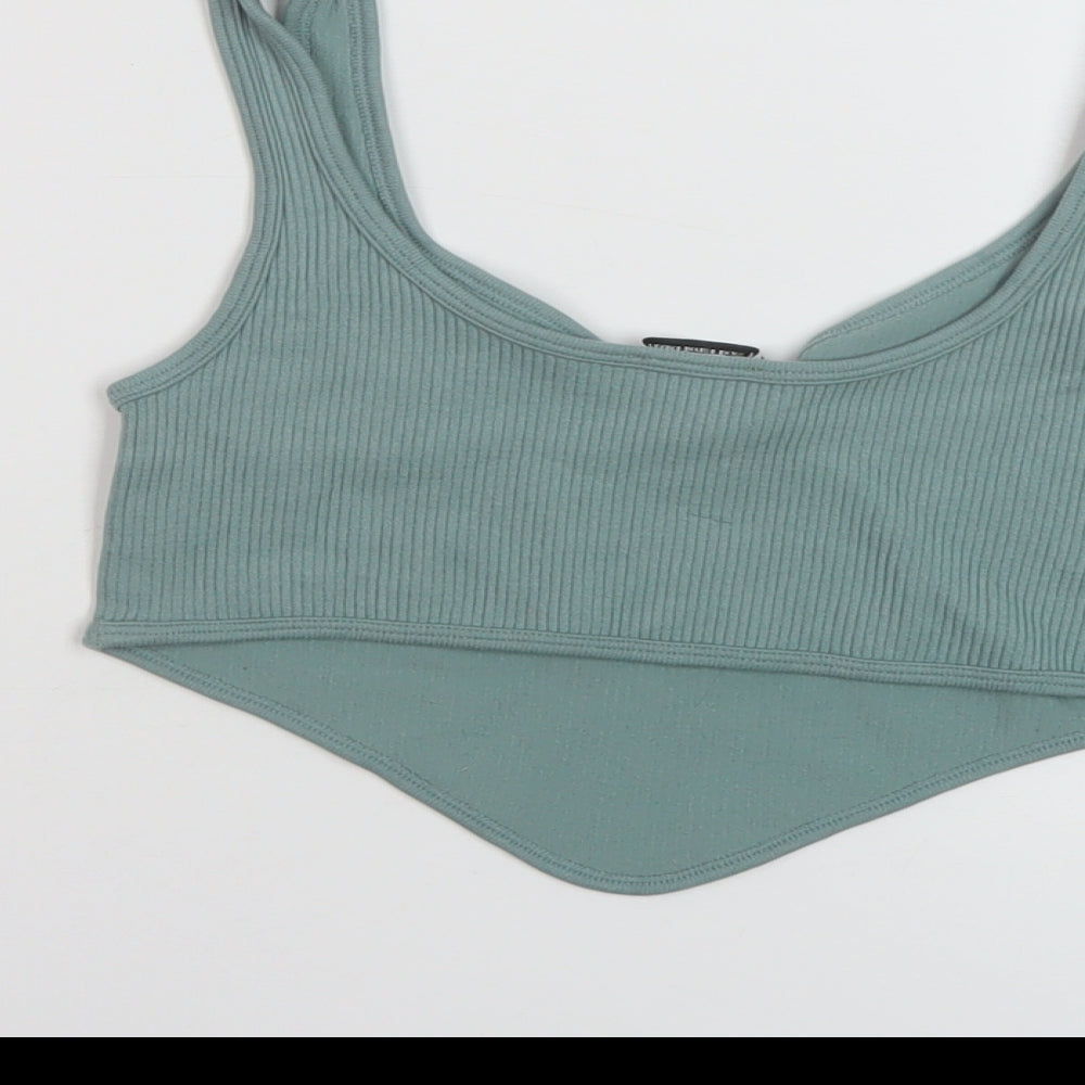Zara Womens Green Polyamide Cropped Tank Size XS Round Neck