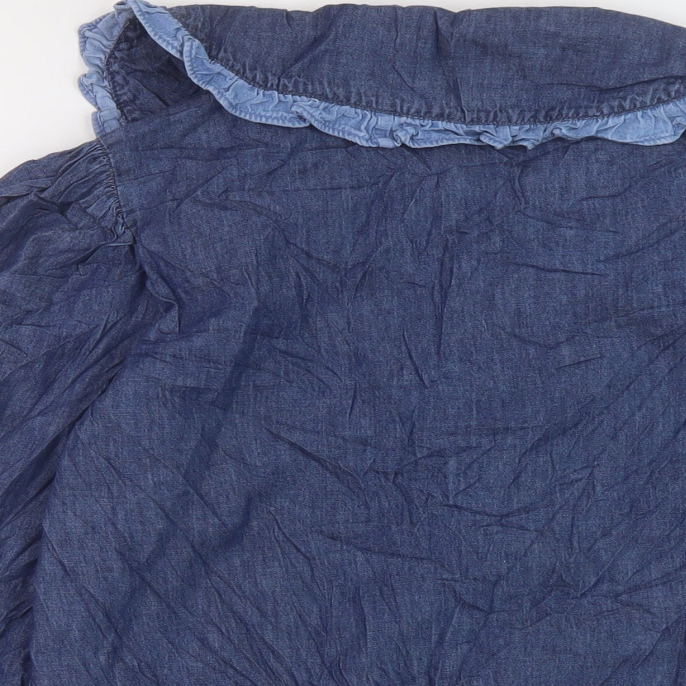 Dorothy Perkins Womens Blue Cotton Basic Button-Up Size 12 Collared