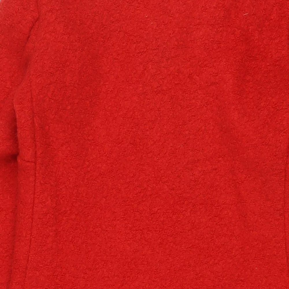New Look Womens Red Pea Coat Coat Size 8 Zip