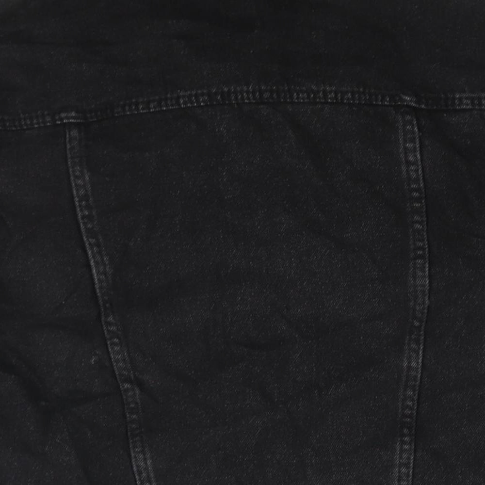 Brand and care label for Denim & Co. women’s black jacket, size UK 10, button - distressed