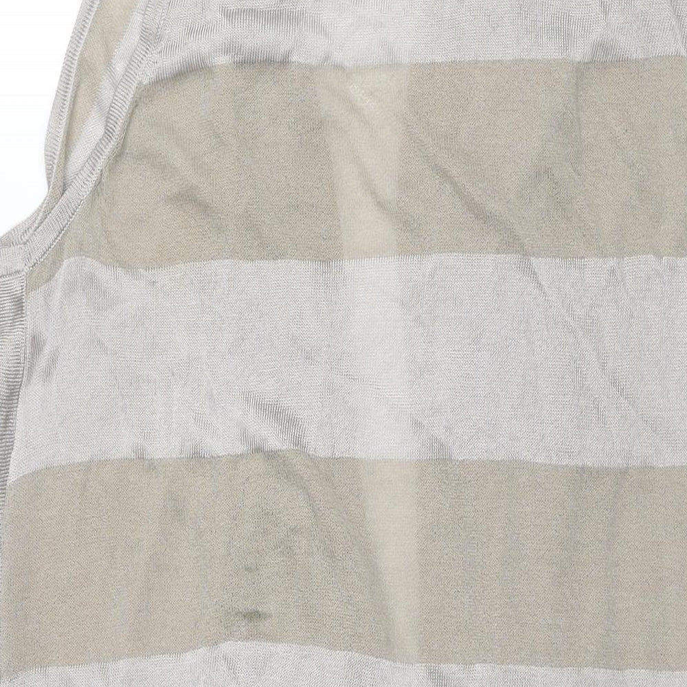 New York & Company Womens Green V-Neck Striped Viscose Cardigan Jumper Size XL - Waterfall Front