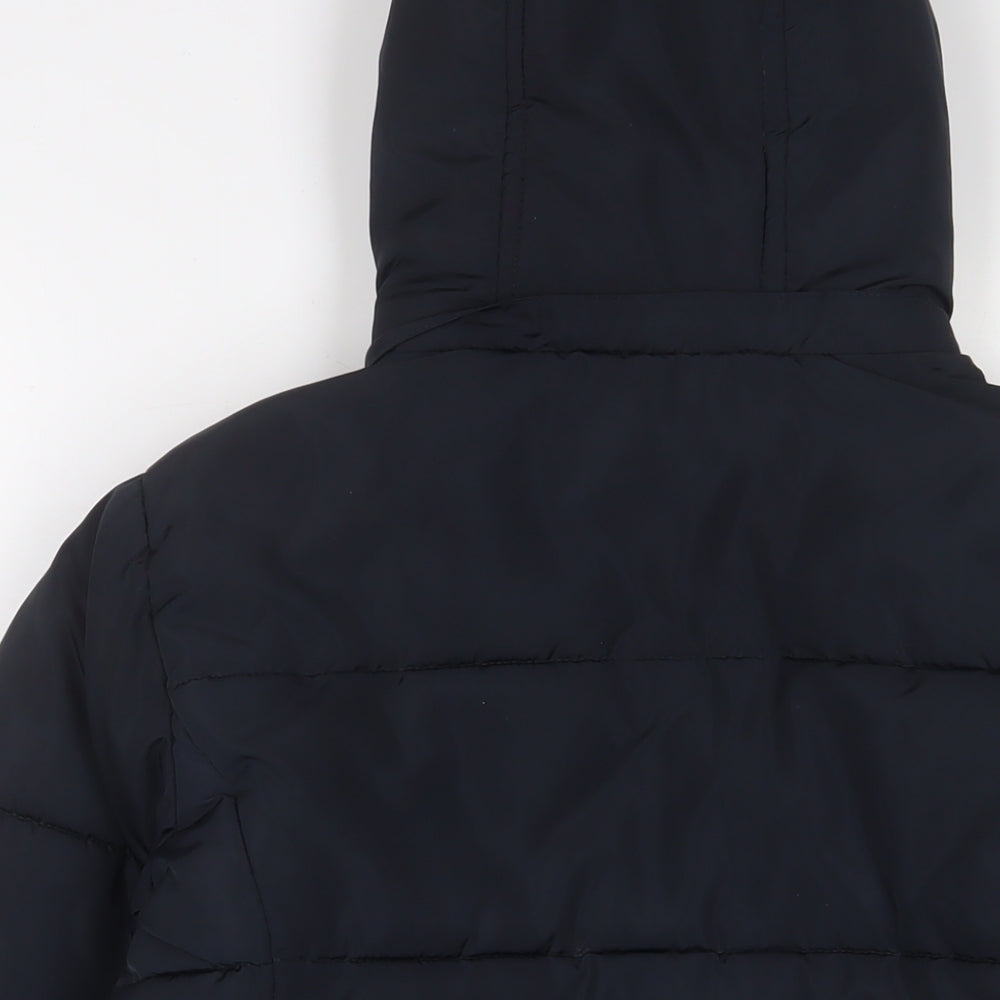 Topshop Womens Blue Quilted Coat Size 6 Zip - Zip Pockets