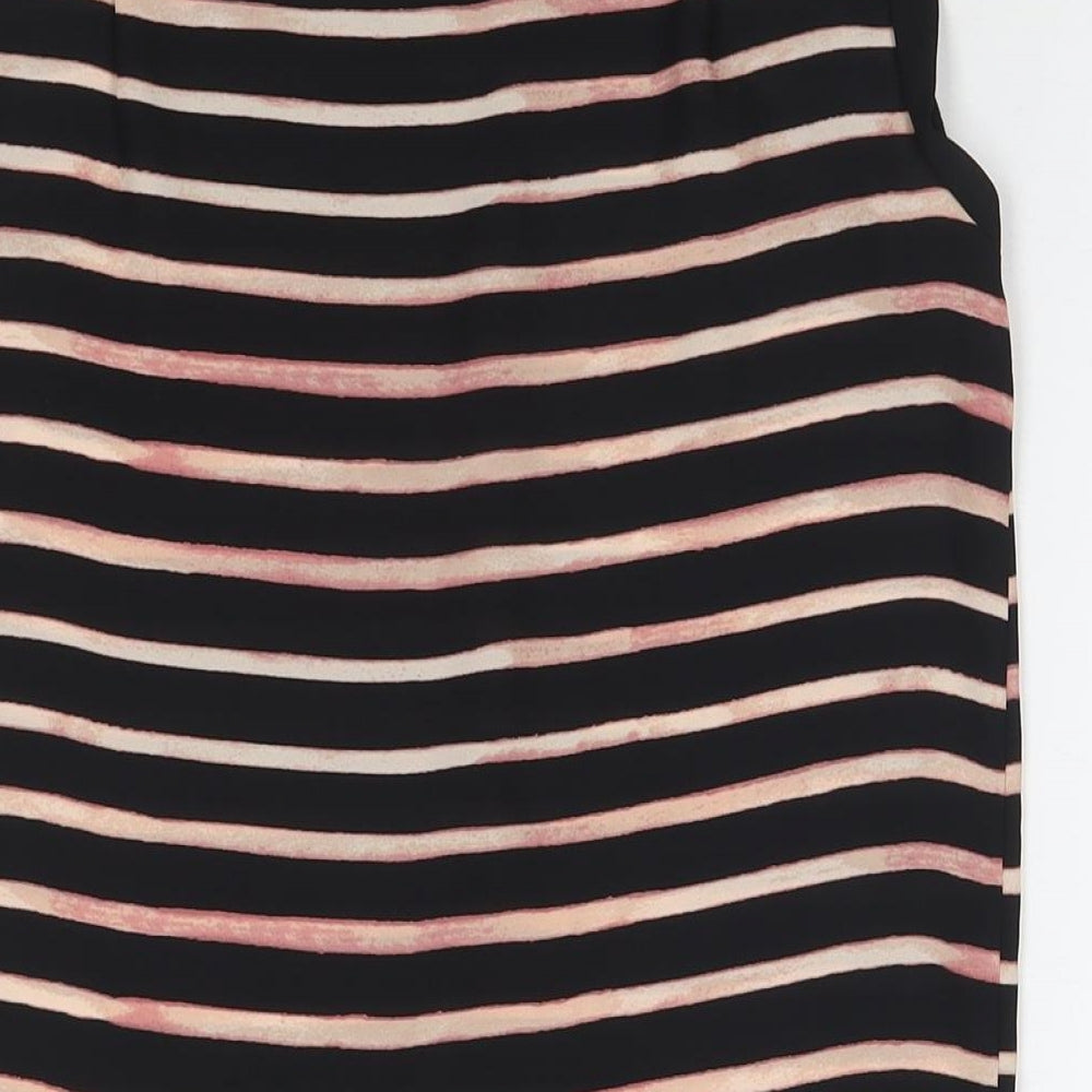 NEXT Womens Black Striped Polyester Basic Tank Size 6 Round Neck