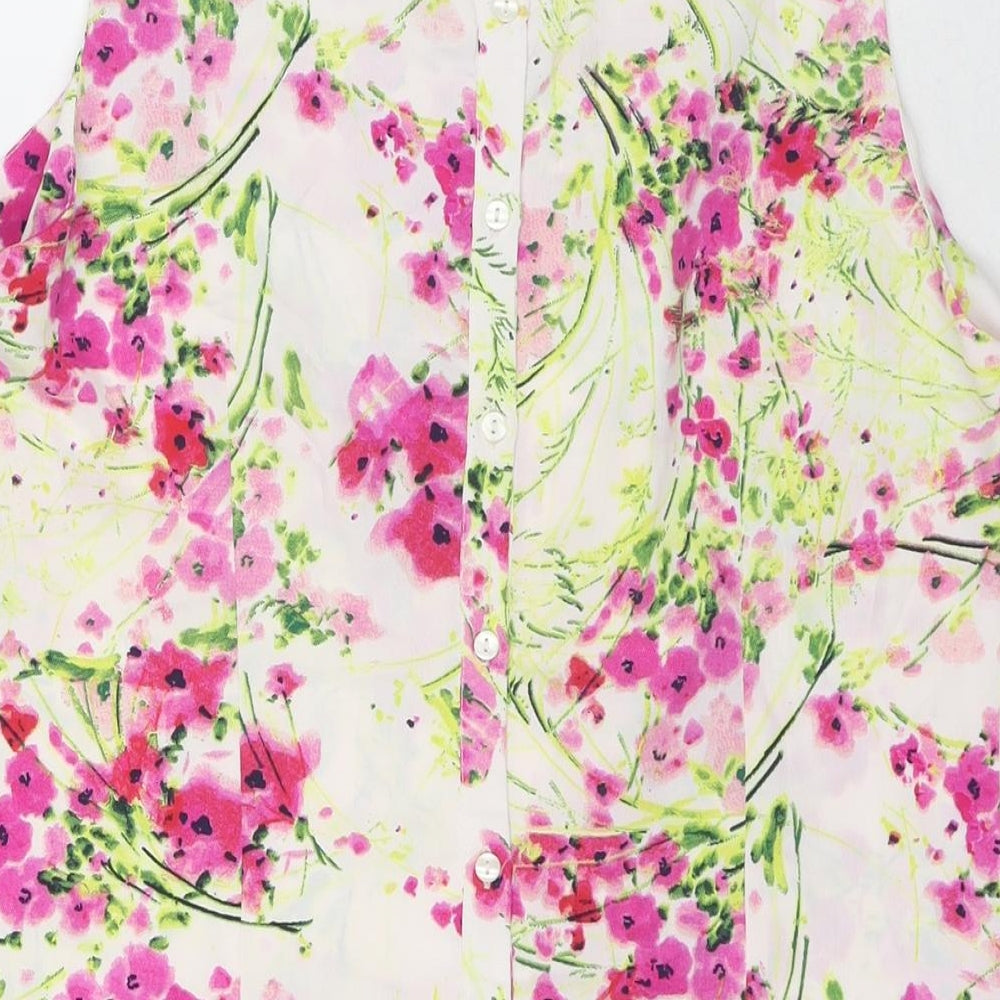 Red Herring Womens Multicoloured Floral Polyester Basic Button-Up Size 12 Round Neck