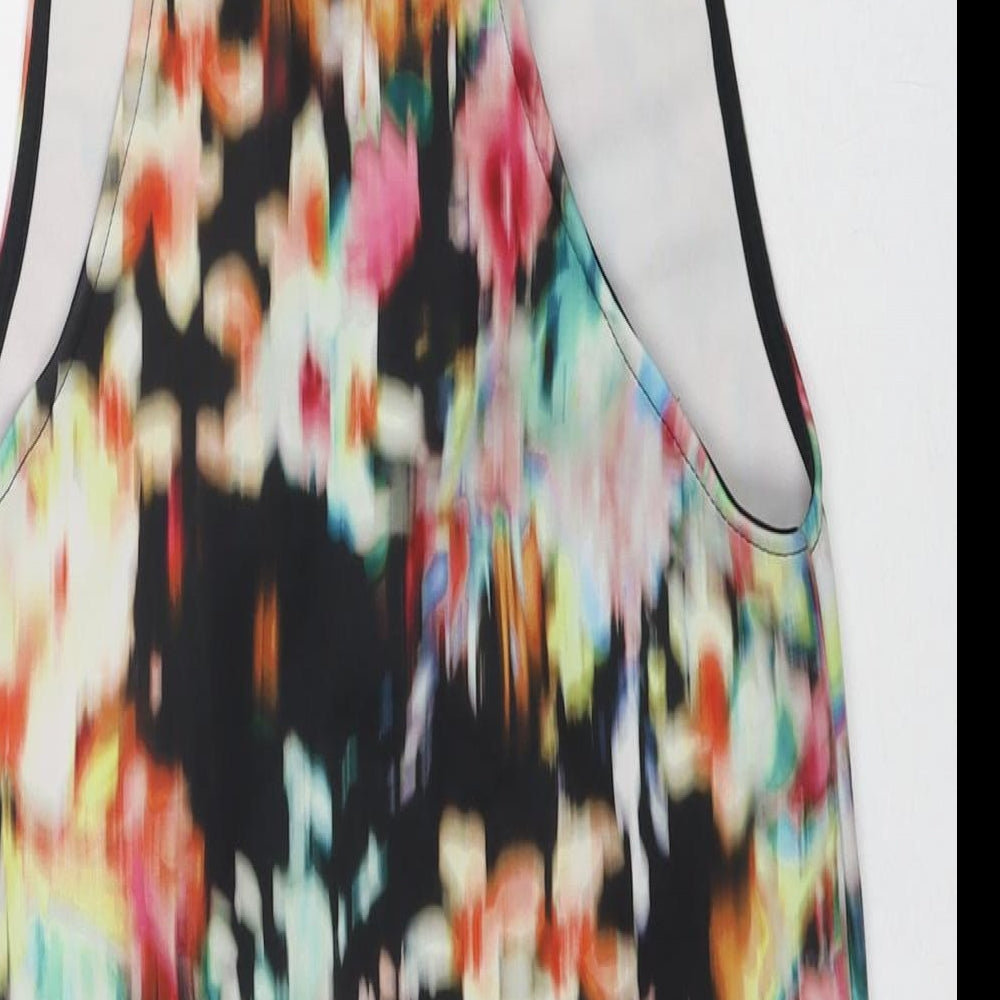 Bershka Womens Multicoloured Floral Polyester Basic Tank Size XS Round Neck