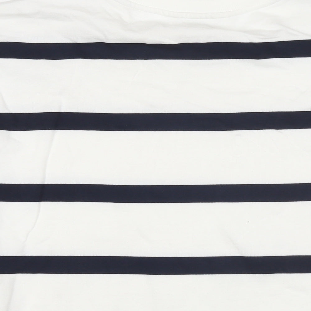 Marks & Spencer Womens White Striped Cotton Pullover Sweatshirt Size XL Pullover