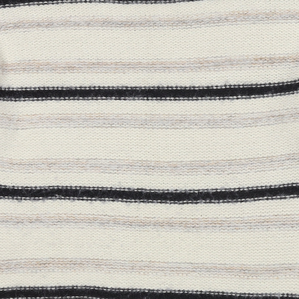 Cameo Rose Womens Beige Round Neck Striped Acrylic Pullover Jumper Size M - Size M/L