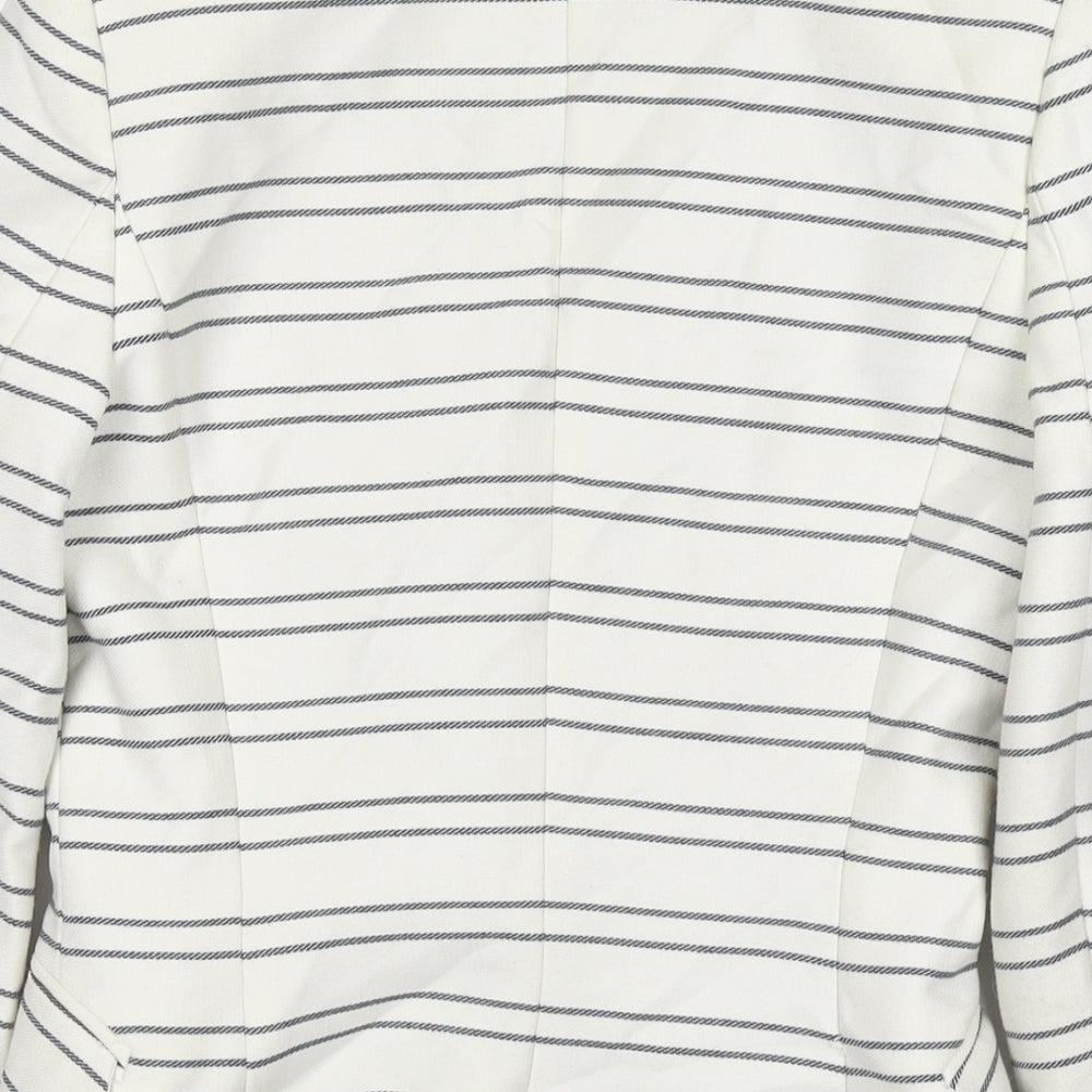 Zara Womens White Striped Jacket Blazer Size XS Button