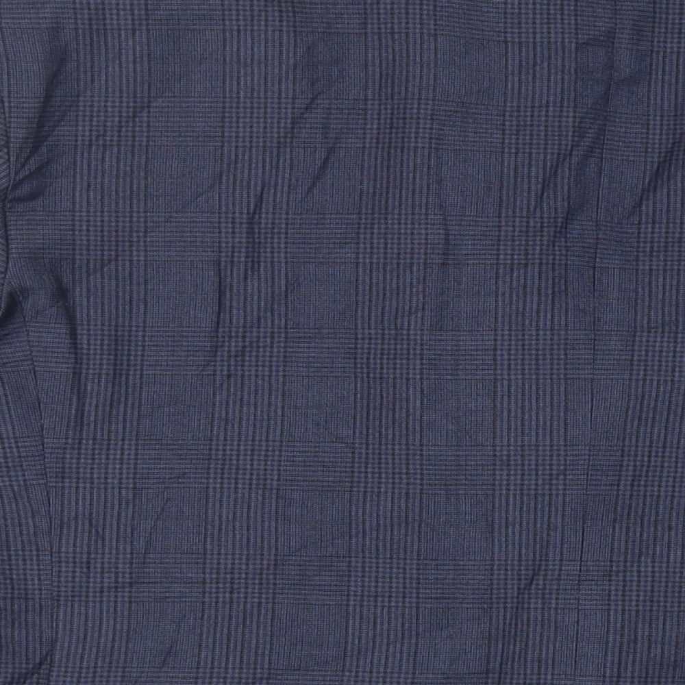 Marks & Spencer Mens Blue Plaid Wool Jacket Suit Jacket Size 46 Regular