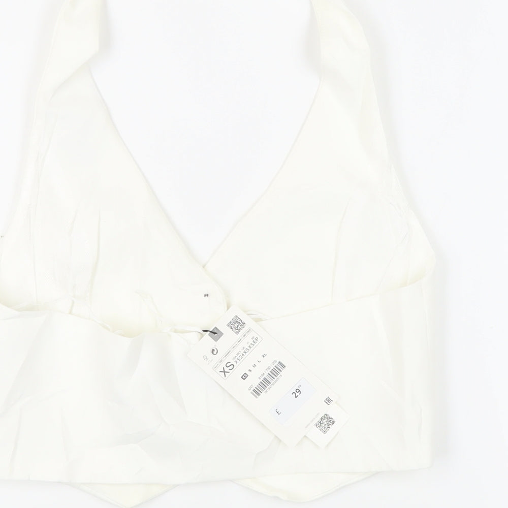 Zara Womens White Jacket Waistcoat Size XS Button
