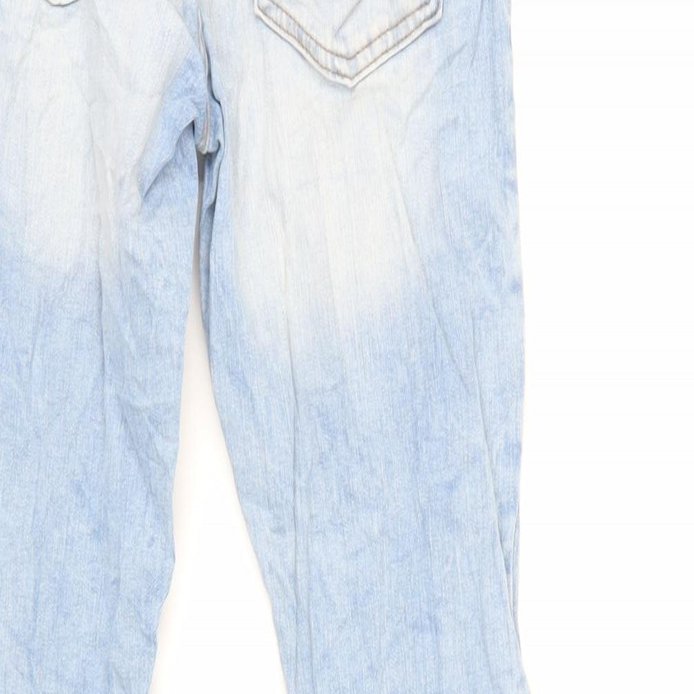 Next Girls Blue Cotton Skinny Jeans Size 12 Years Regular Zip - Elasticated Waist