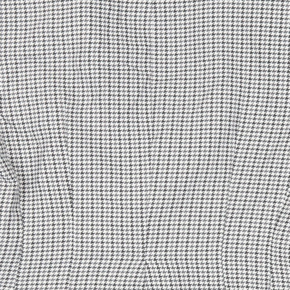 H&M Womens Grey Geometric Jacket Blazer Size 12 Button