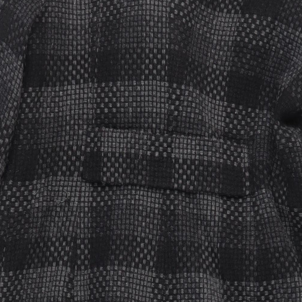 Planet Womens Black Check Pea Coat Coat Size 12 Button