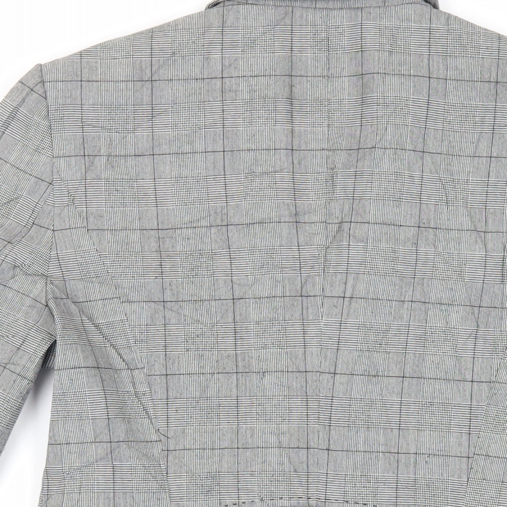 NEXT Womens Grey Plaid Jacket Blazer Size 12 Button
