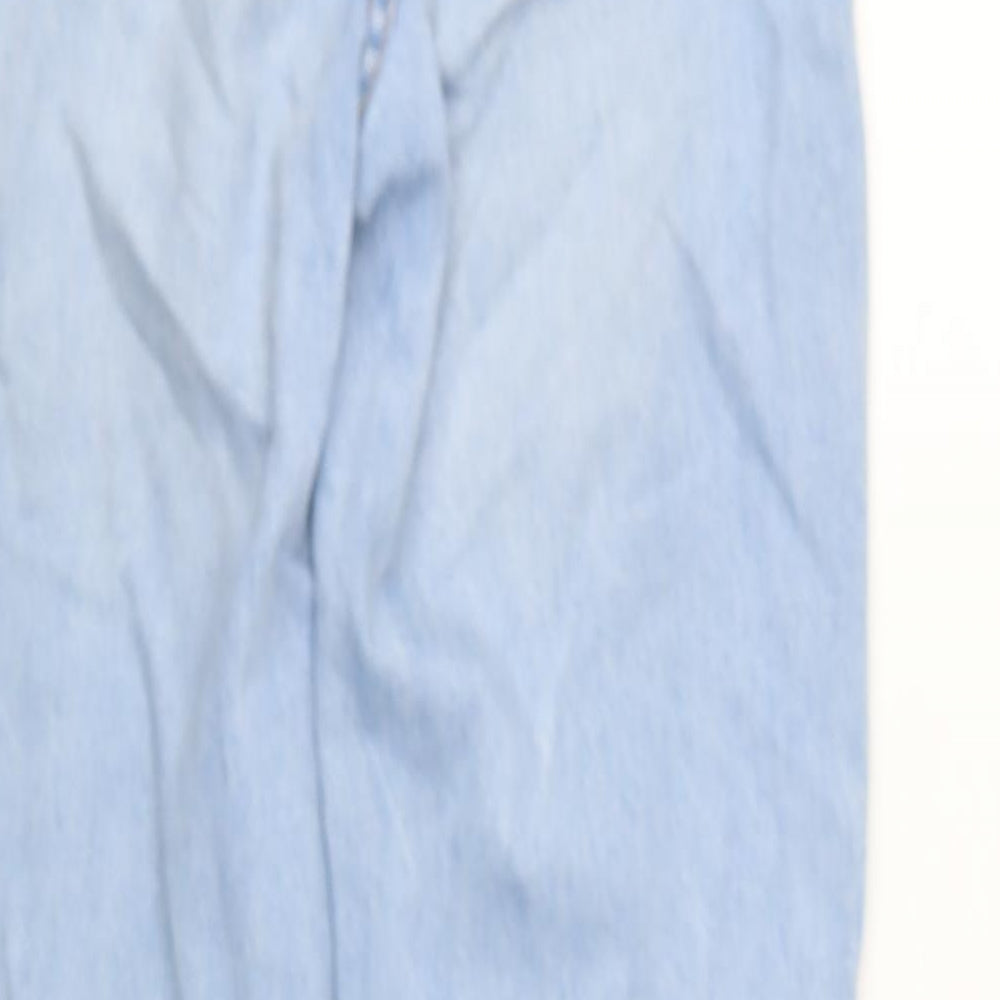 Berksha Womens Blue Cotton Blend Straight Jeans Size 34 in L30 in Regular Zip