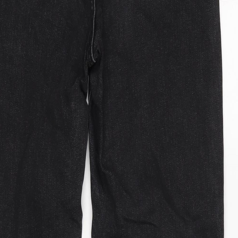 Marks & Spencer Womens Grey Cotton Blend Straight Jeans Size 10 L29 in Regular Zip