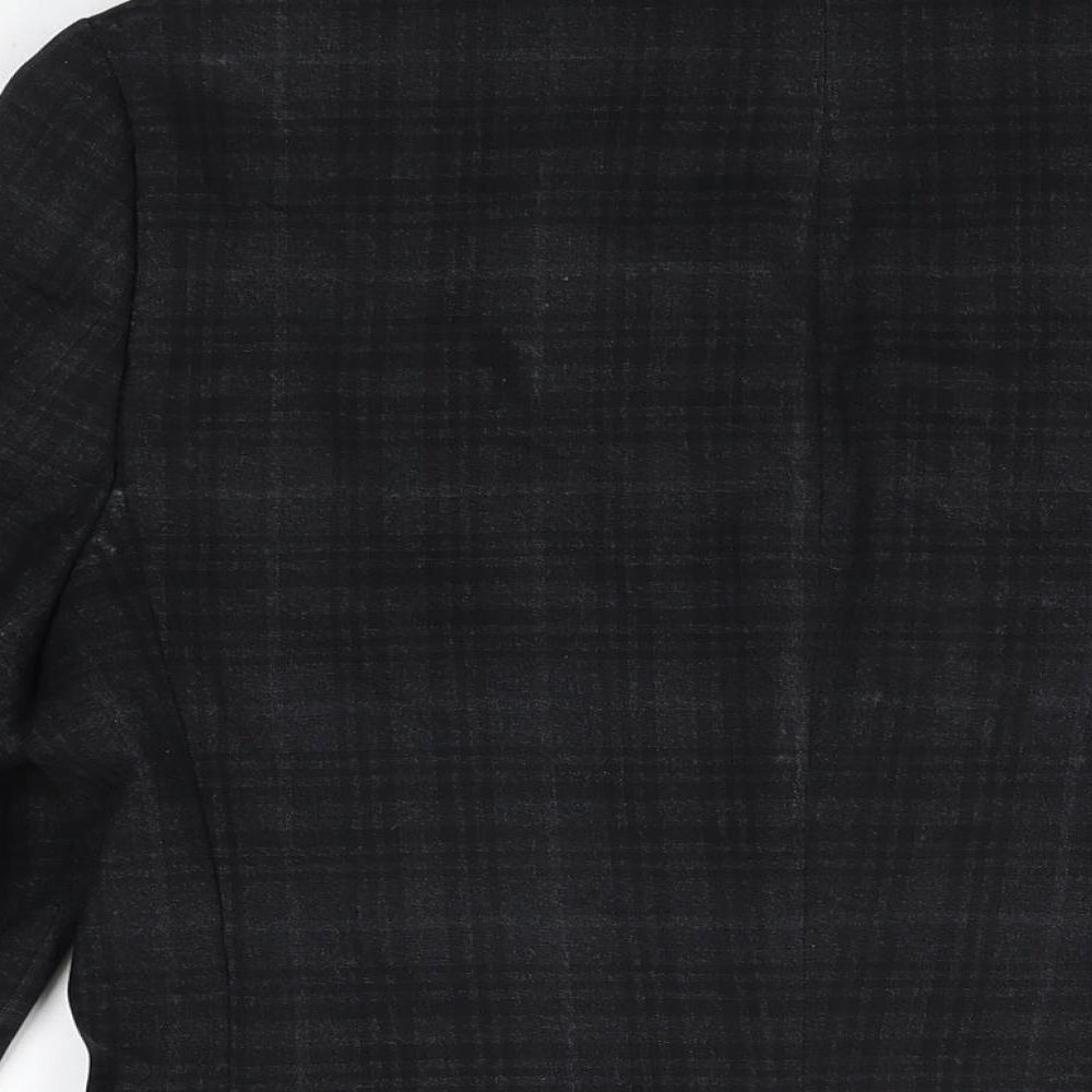 H&M Mens Black Geometric Polyester Jacket Suit Jacket Size 38 Regular