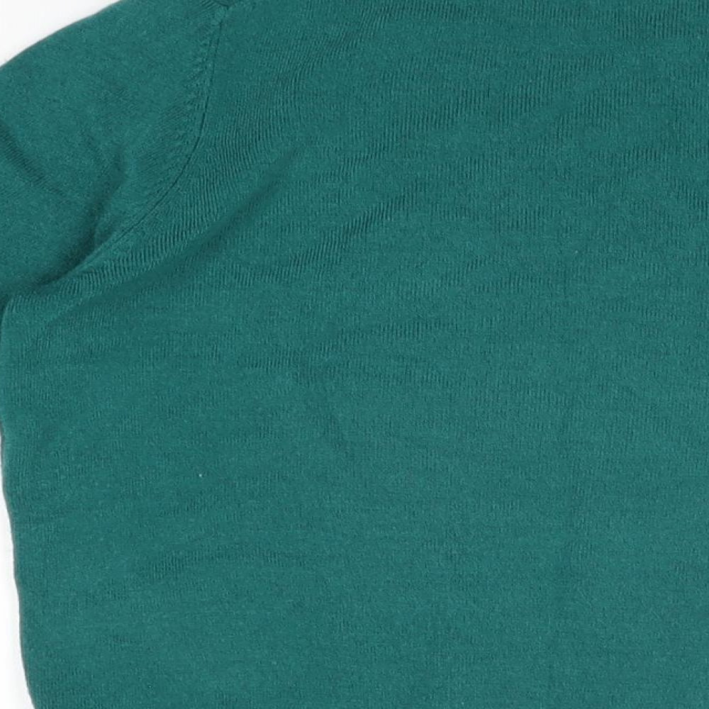 Marks & Spencer Womens Green Acrylic Basic T-Shirt Size 12 High Neck
