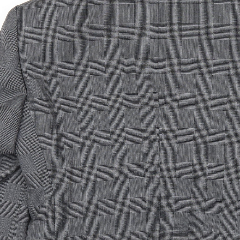 Elefit Mens Grey Plaid Polyester Jacket Blazer Size 38 Regular